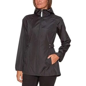 Jones New York Women's‎ Black Hooded Rain Windbreaker Jacket